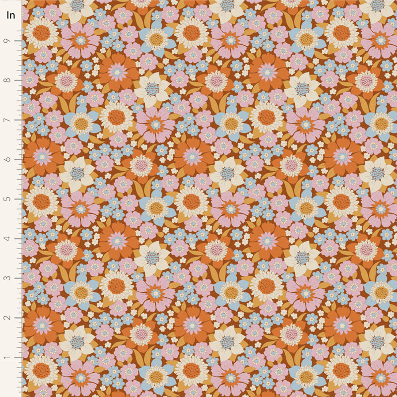 Tilda Wallflower 100604 Lauren Caramel Floral | SOLD BY THE HALF-YARD